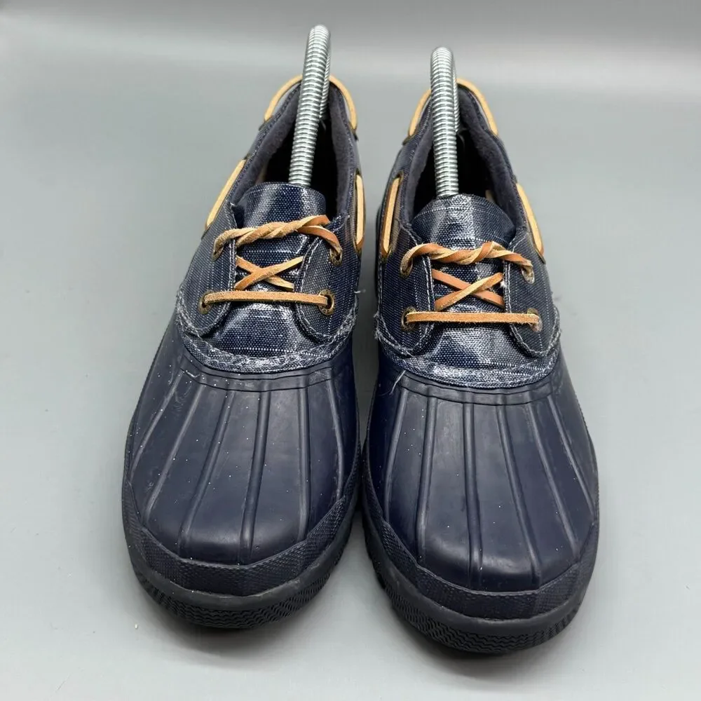 Sperry Top-Sider Women's 7.5 Navy Blue Rubber Rain Boots Lace-Up Waterproof